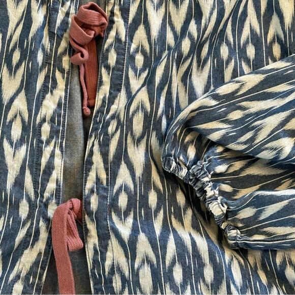 Stitch Fix x Market & Spruce Tie Back Bow Blue Geometric Blouse Size XXL - Picture 7 of 7